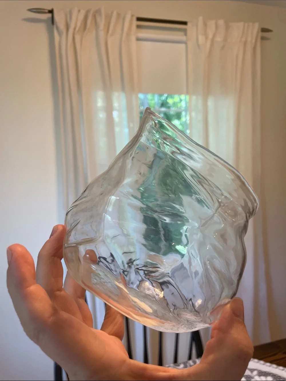 Genuine Fred Clear Glass Unzip Ripple-Textured Hand Blown Bud Bowl or Vase